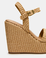 PALM Natural Raffia Platform Wedge Women's Sandal | Steve Madden on Sale