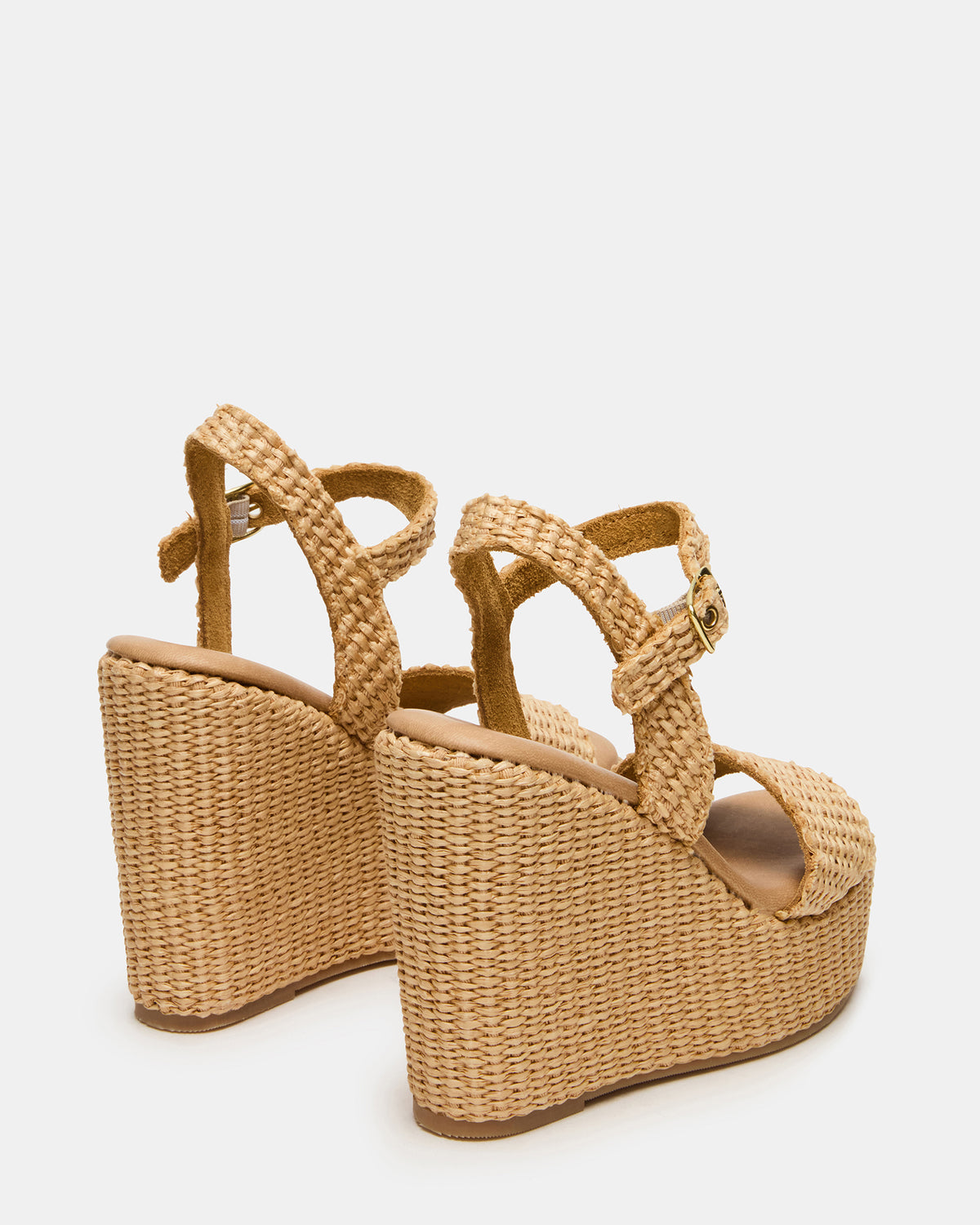 PALM Natural Raffia Platform Wedge Women's Sandal | Steve Madden on Sale