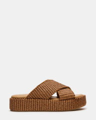 TULUM Brown Raffia Platform Flatform Women's Sandal | Steve Madden near me