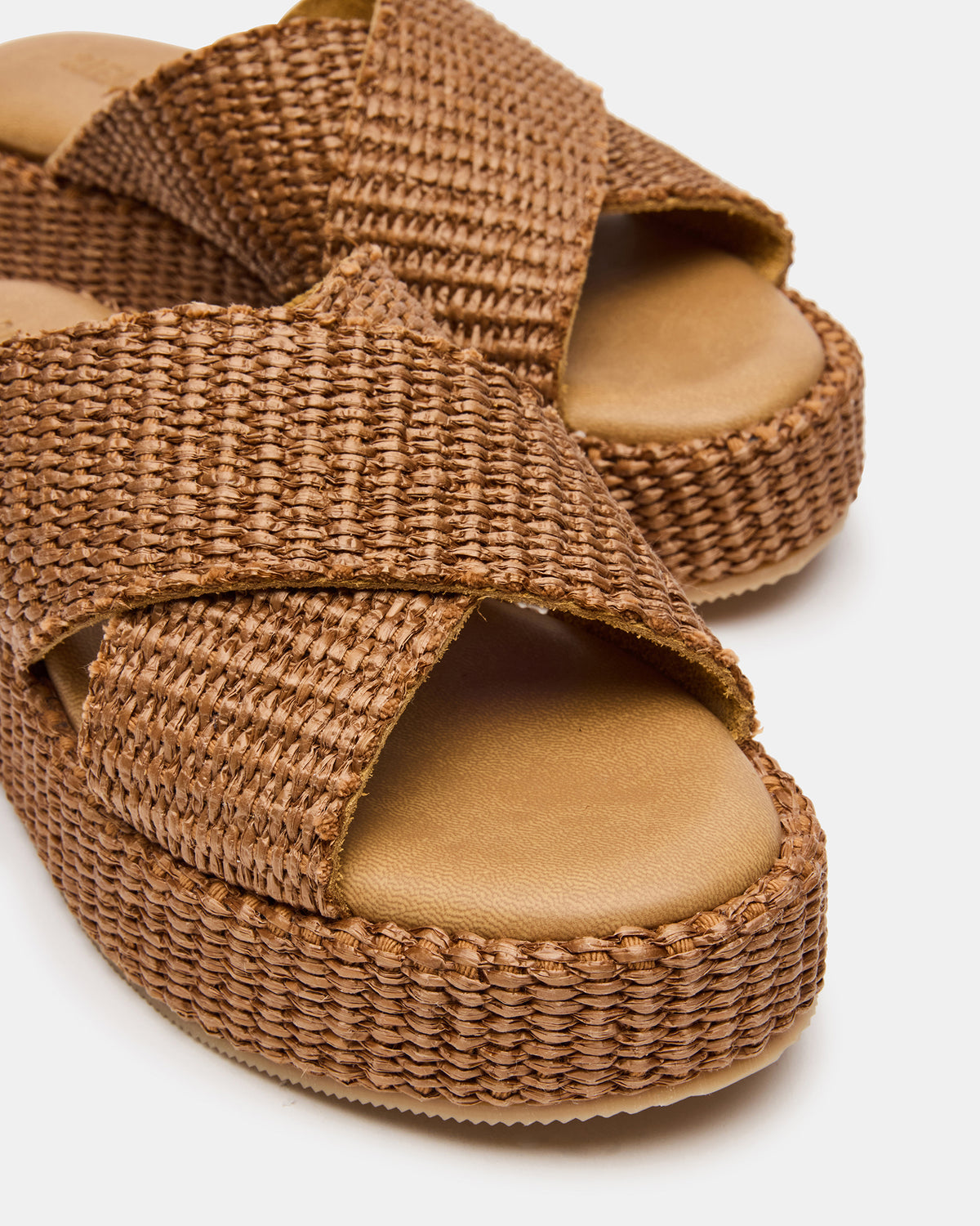 TULUM Brown Raffia Platform Flatform Women's Sandal | Steve Madden near me