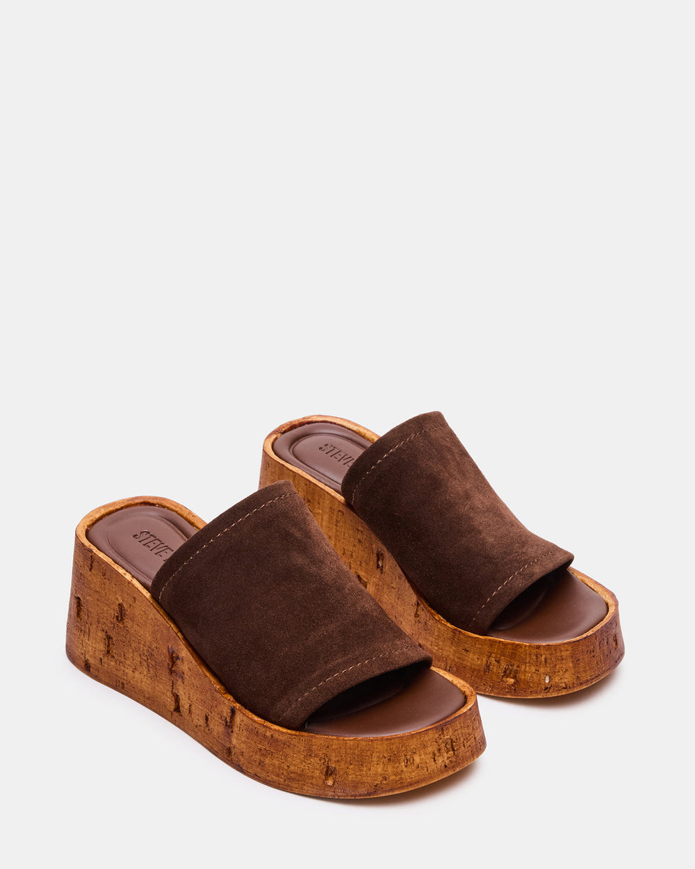 CELLAR Brown Suede Platform Wedge Square-Toe Women's Sandal | Steve Madden discount