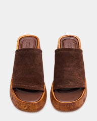 CELLAR Brown Suede Platform Wedge Square-Toe Women's Sandal | Steve Madden discount
