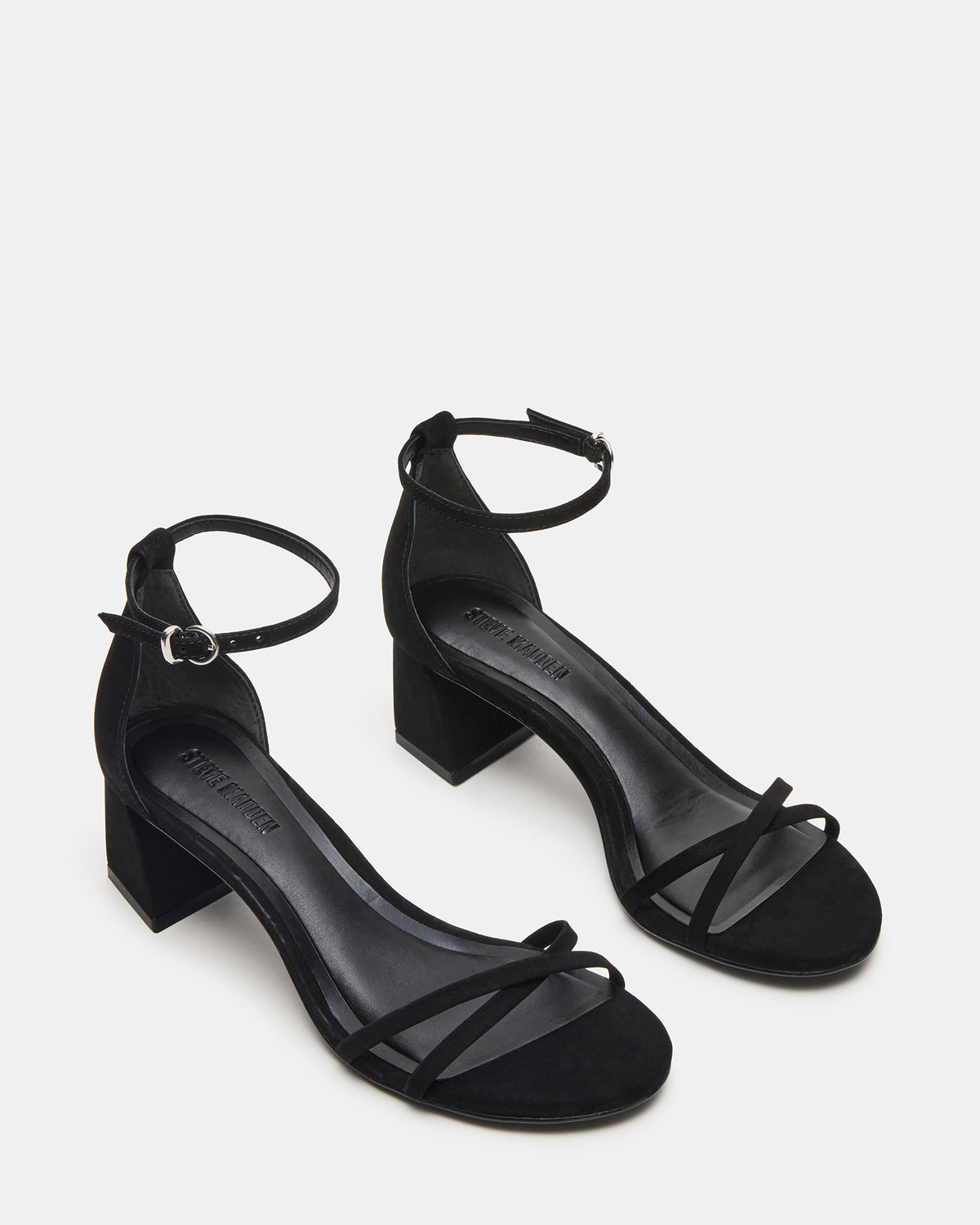 RAE Black Nubuck Strappy Block Heel Women's Sandal | Steve Madden discount