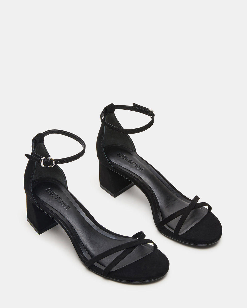 RAE Black Nubuck Strappy Block Heel Women's Sandal | Steve Madden discount