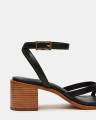 TILLY Black Leather Square-Toe Block Heel Strappy Women's Sandal | Steve Madden US
