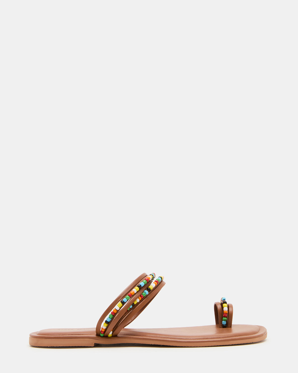 NABILA Tan Multi Sqaure-Toe Beaded Women's Sandal | Steve Madden outlet