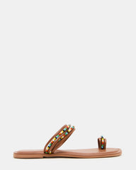 NABILA Tan Multi Sqaure-Toe Beaded Women's Sandal | Steve Madden outlet