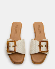 HAPP Bone Square-Toe Raffia Slide Women's Sandal | Steve Madden for Sale