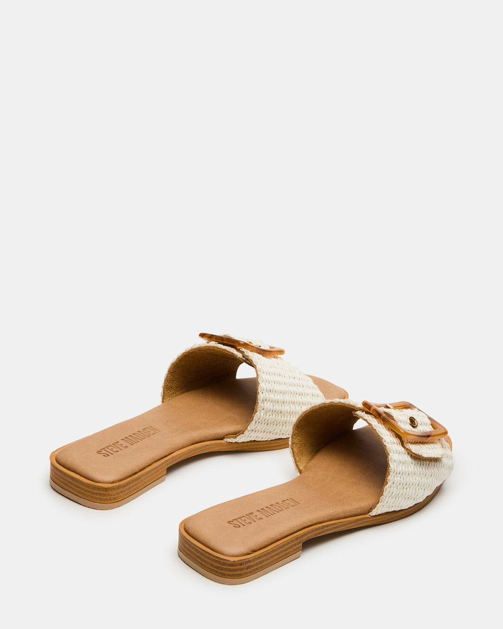 HAPP Bone Square-Toe Raffia Slide Women's Sandal | Steve Madden for Sale