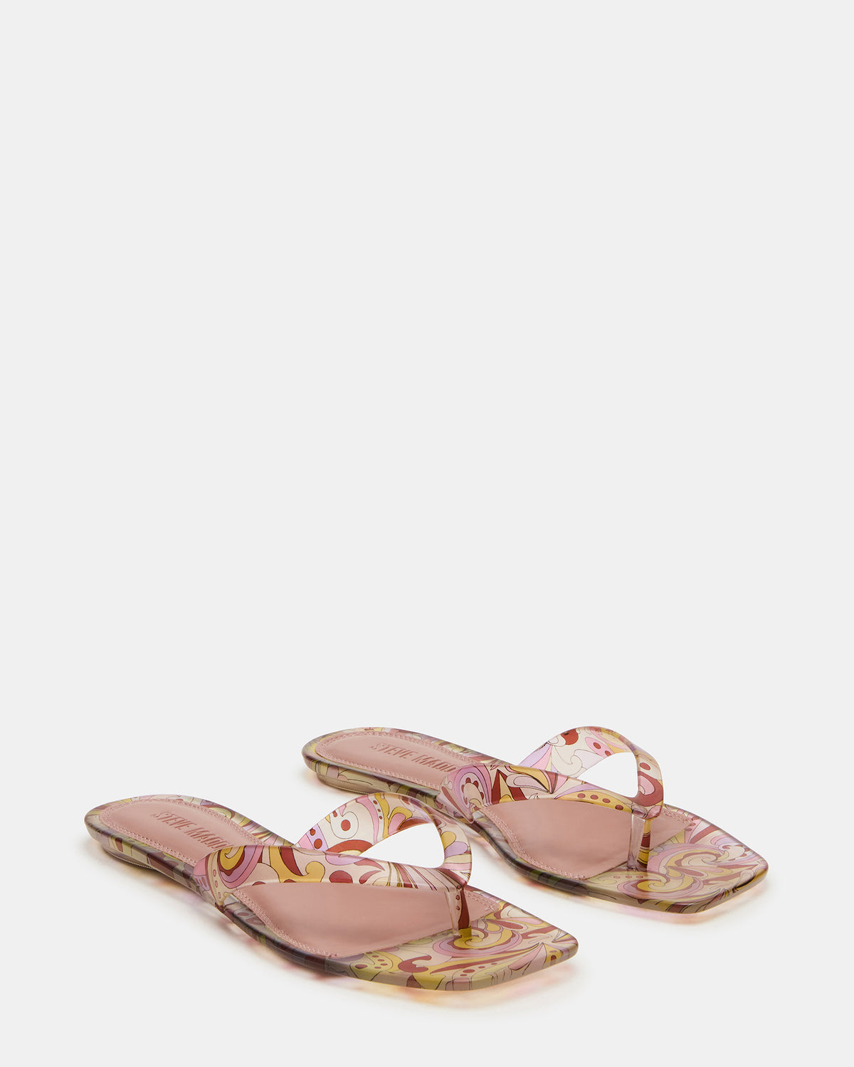 TRELLA Jelly Pink Print Square-Toe Thong Women's Sandal | Steve Madden near me
