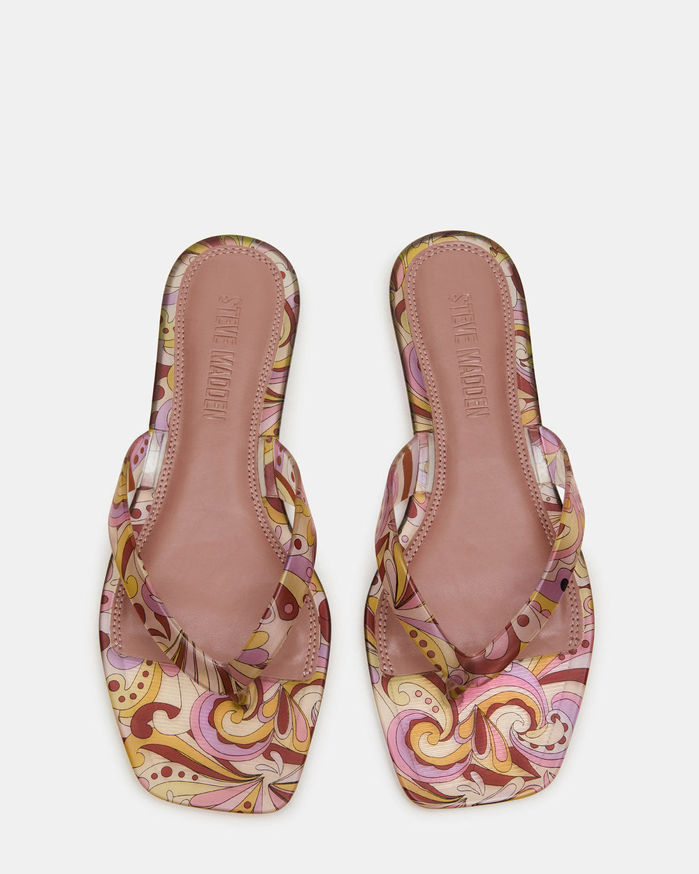 TRELLA Jelly Pink Print Square-Toe Thong Women's Sandal | Steve Madden near me