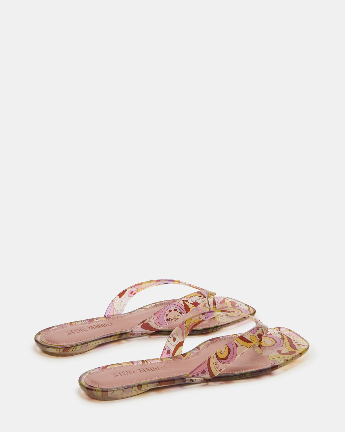TRELLA Jelly Pink Print Square-Toe Thong Women's Sandal | Steve Madden near me