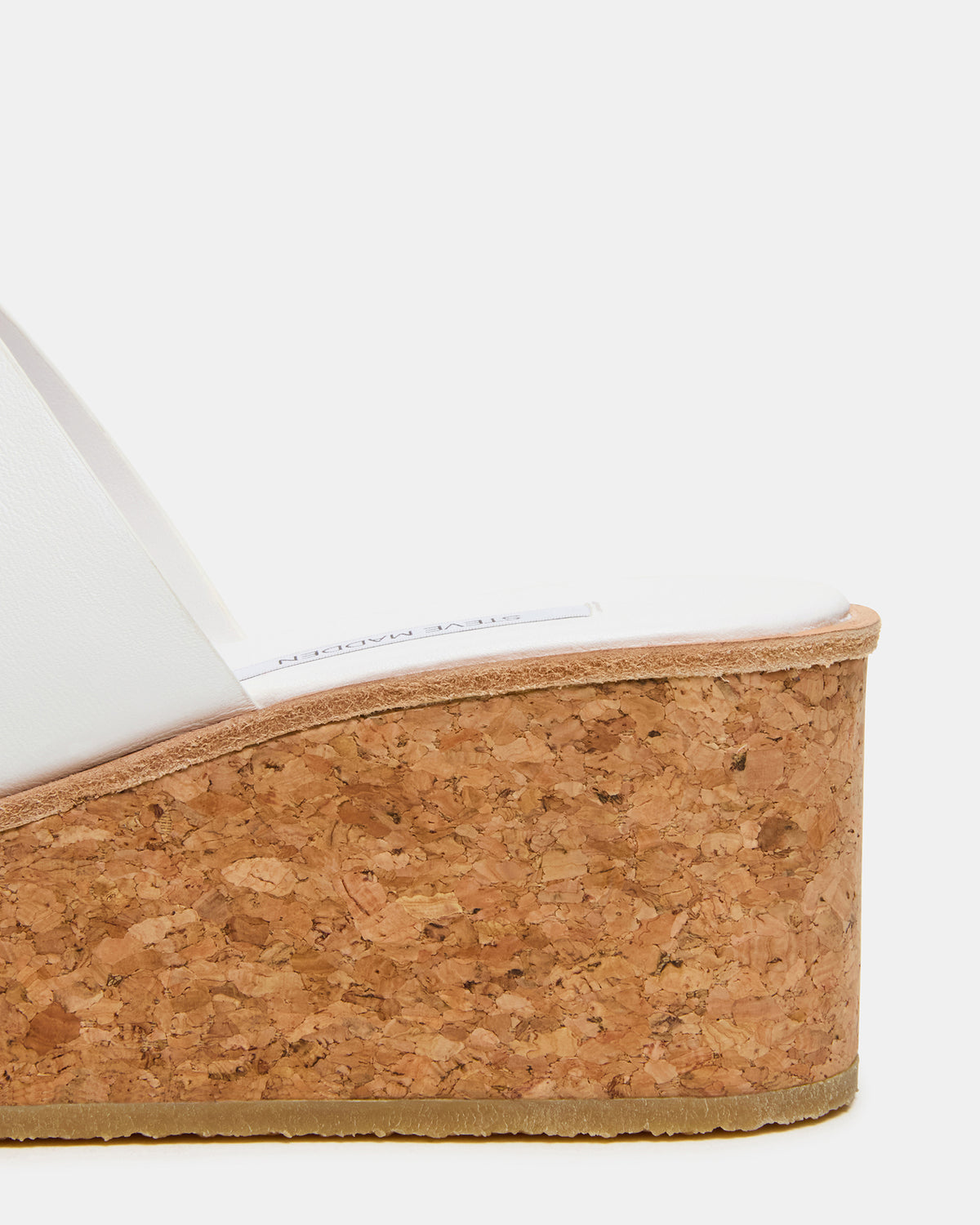 HARMONY White Leather Wedge Mule Cork Platform Women's Sandal | Steve Madden online