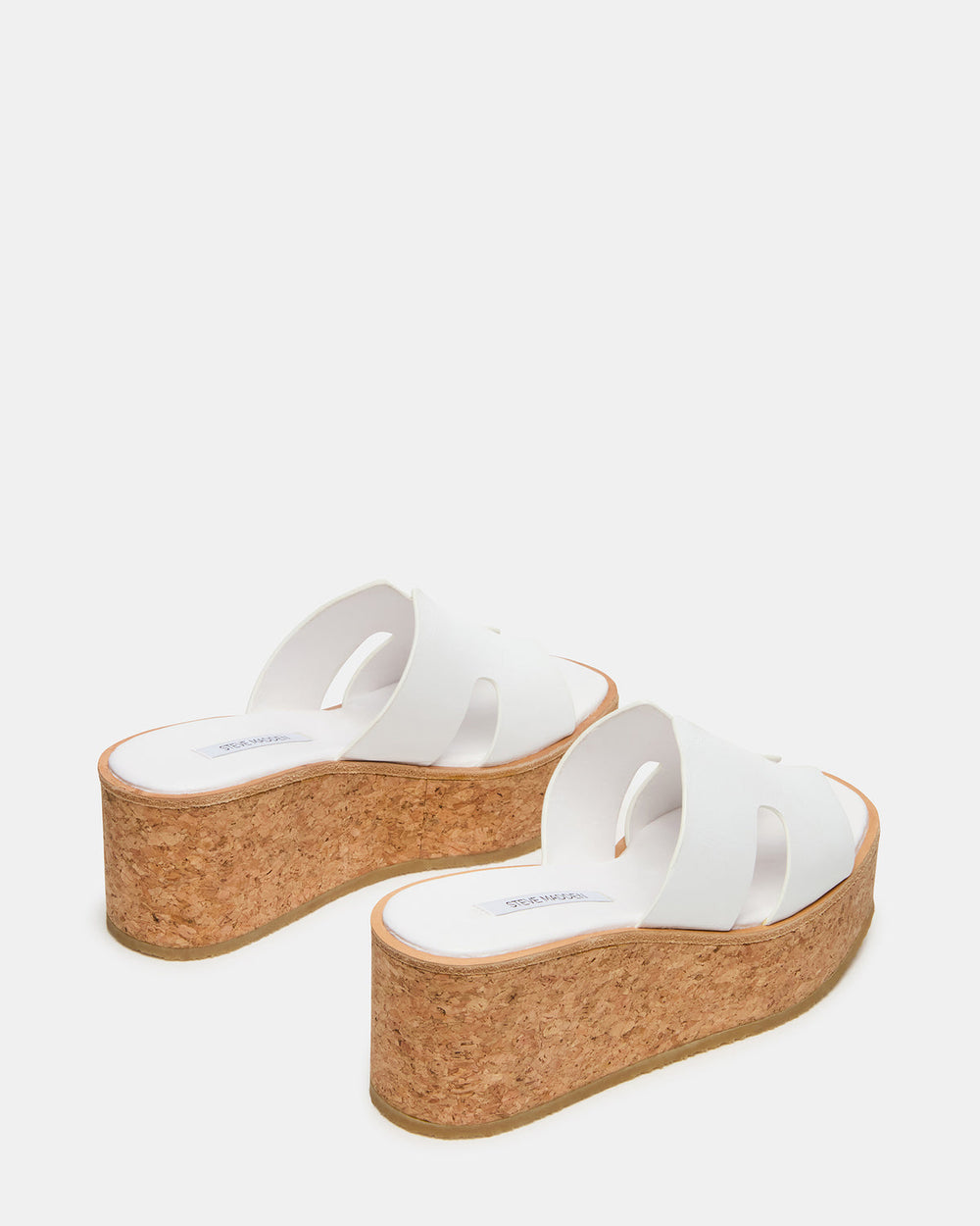 HARMONY White Leather Wedge Mule Cork Platform Women's Sandal | Steve Madden online