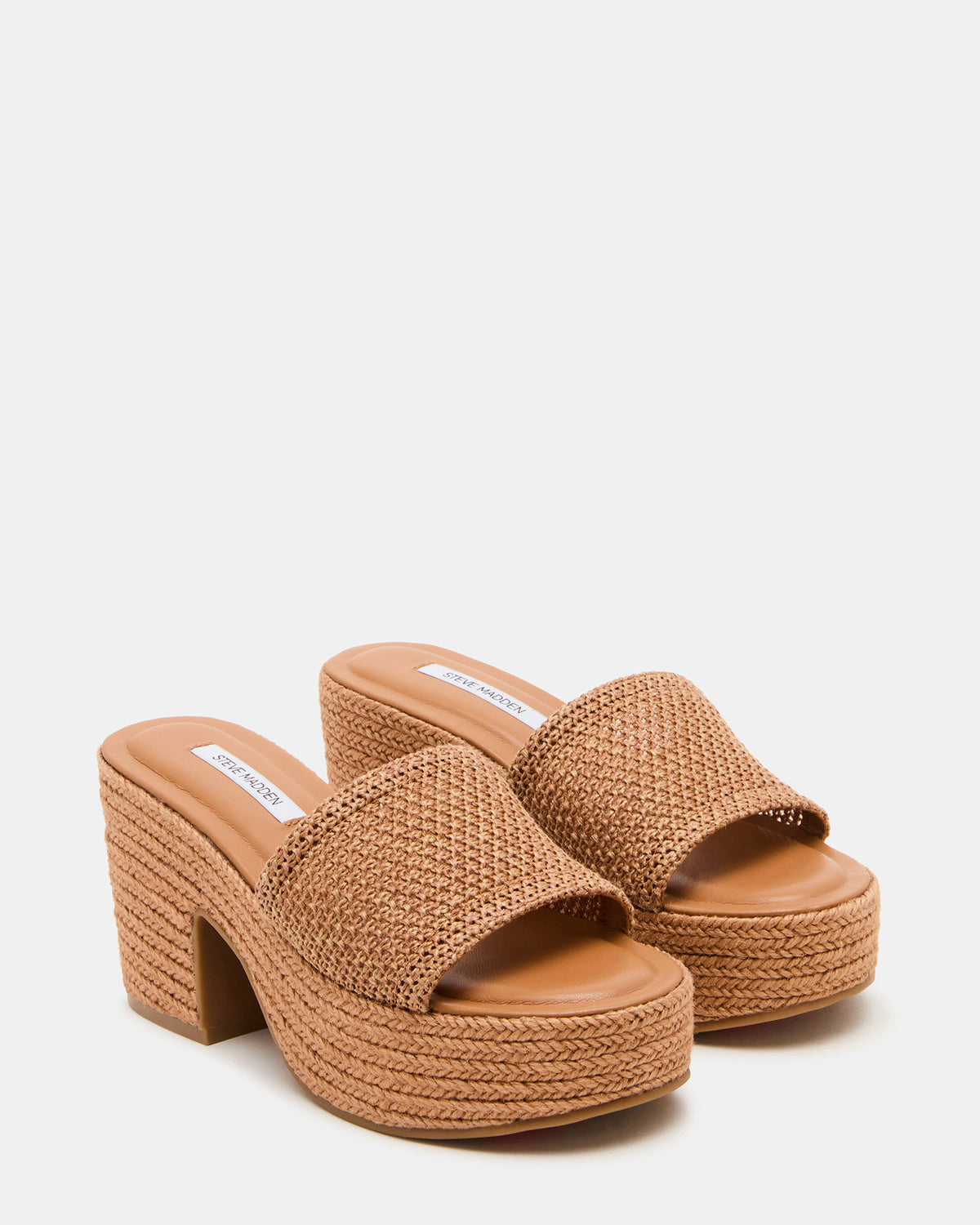 TRIPPY Cognac Raffia Platform Mule Women's Sandal | Steve Madden outlet