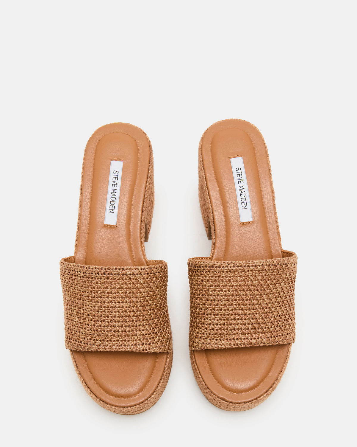 TRIPPY Cognac Raffia Platform Mule Women's Sandal | Steve Madden outlet