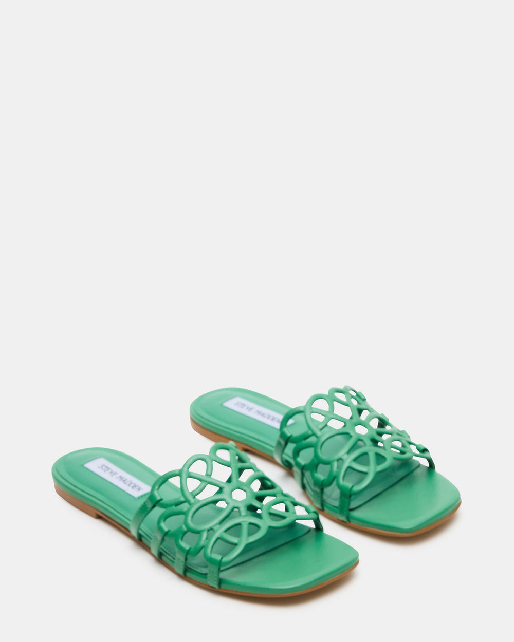 LOTUS Green Leather Square-Toe Slide Women's Sandal | Steve Madden on Sale