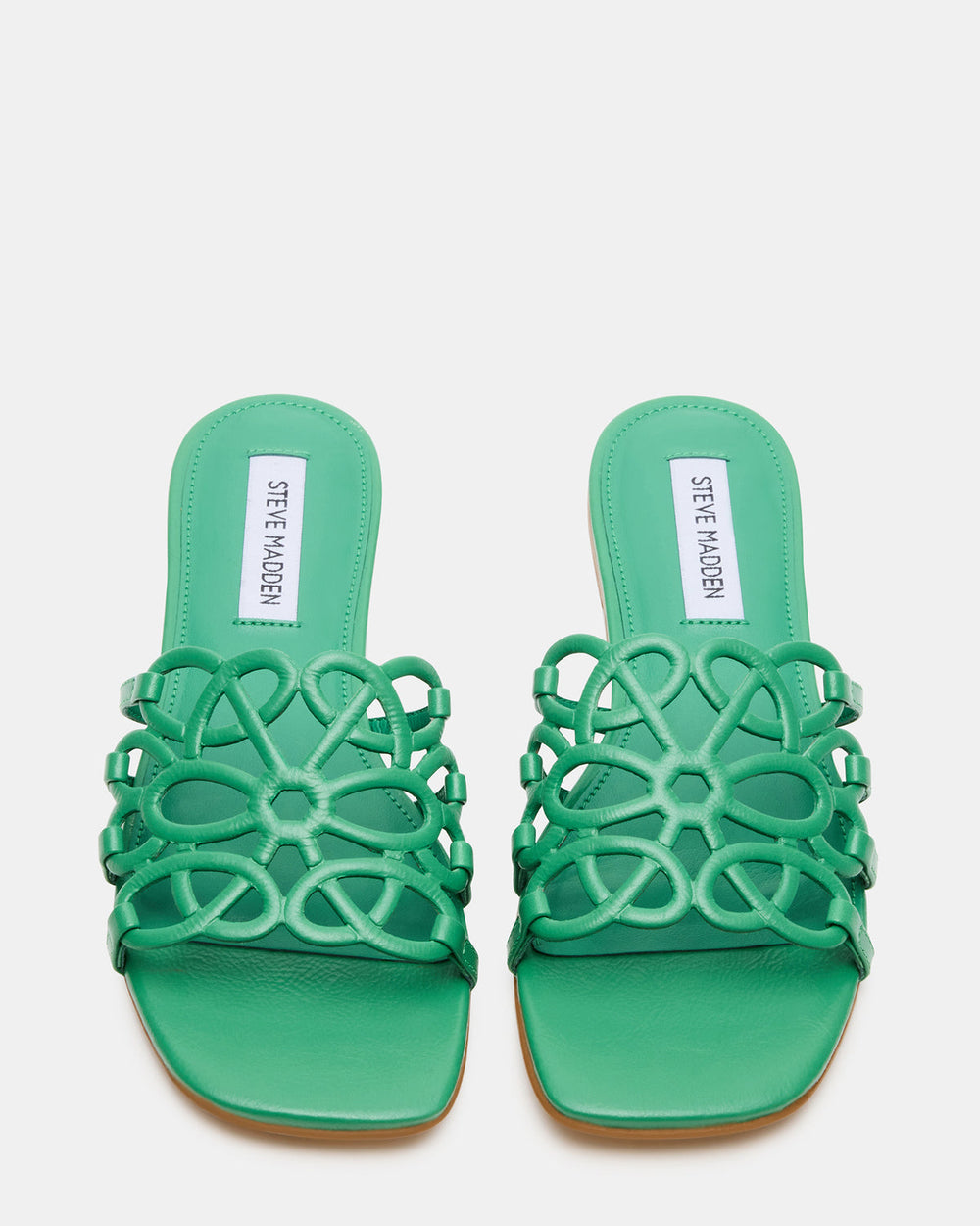 LOTUS Green Leather Square-Toe Slide Women's Sandal | Steve Madden on Sale