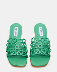 LOTUS Green Leather Square-Toe Slide Women's Sandal | Steve Madden on Sale