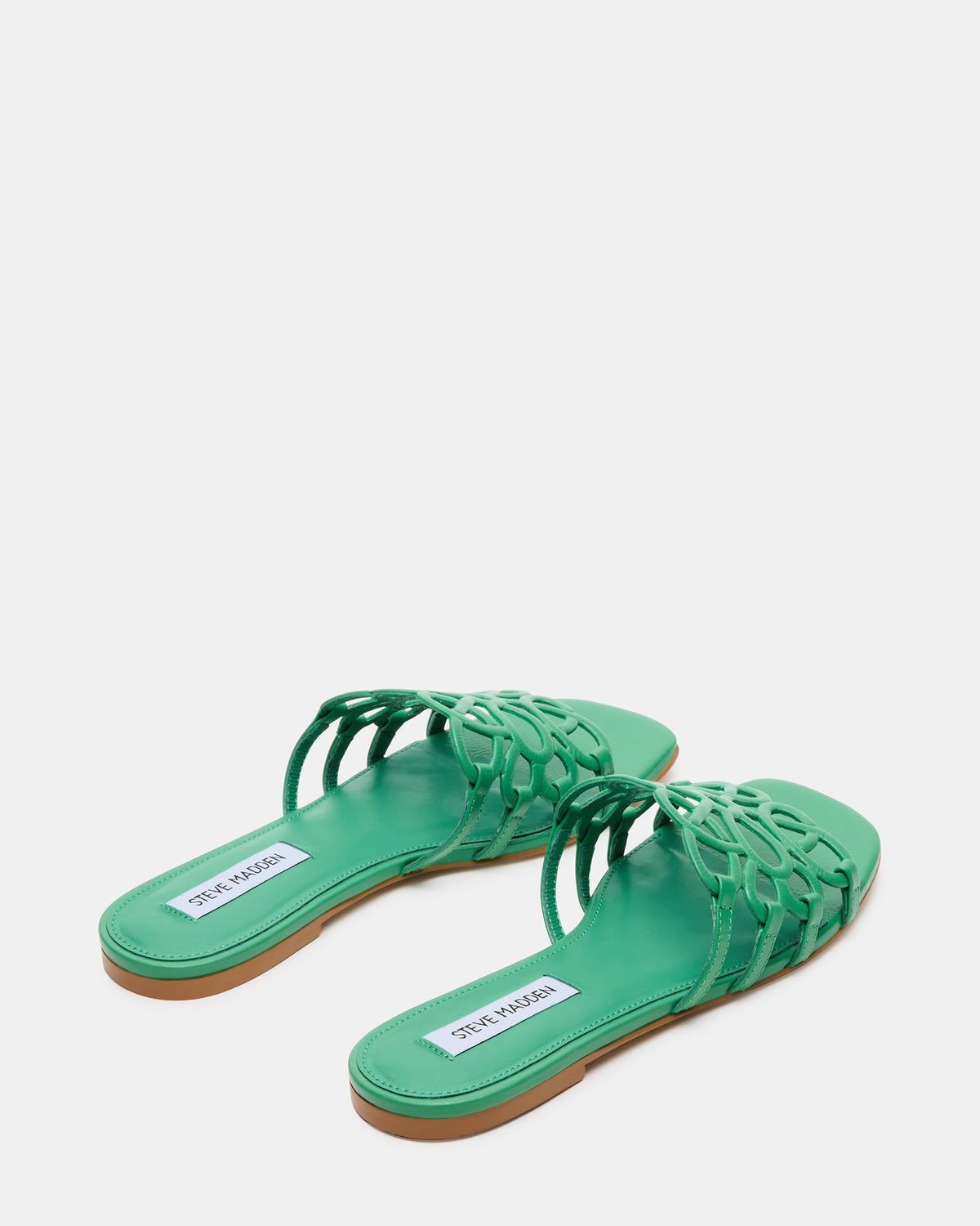 LOTUS Green Leather Square-Toe Slide Women's Sandal | Steve Madden on Sale