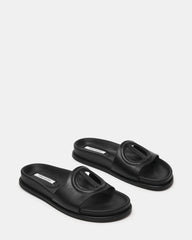 ZOSIA Black Leather Cut-Out Slide Footbed Women's Sandal | Steve Madden near me