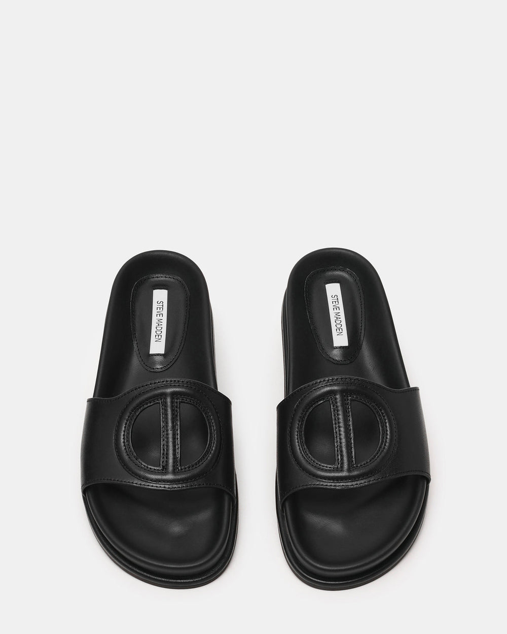 ZOSIA Black Leather Cut-Out Slide Footbed Women's Sandal | Steve Madden near me