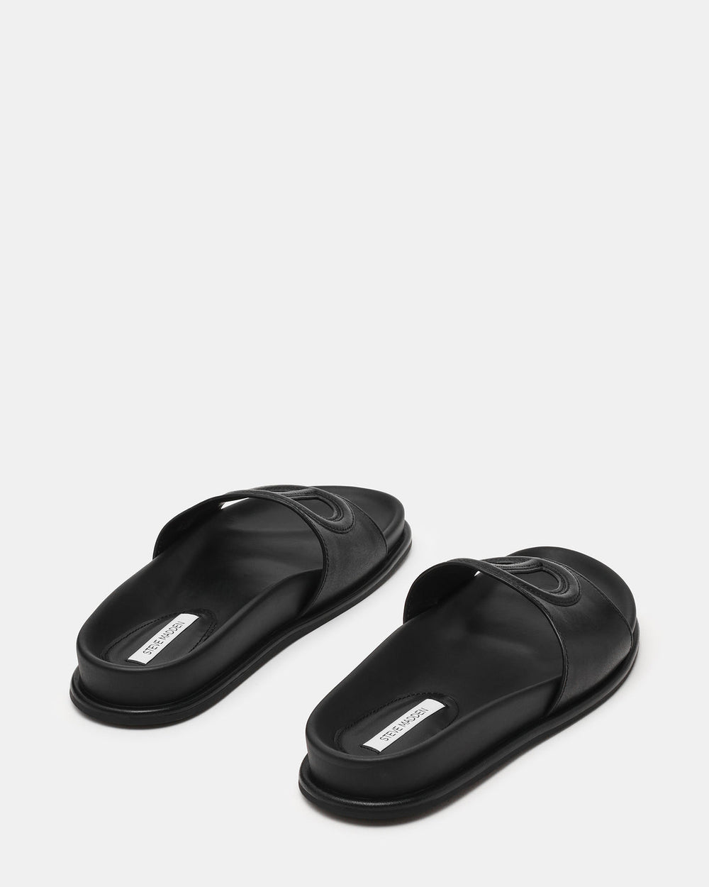 ZOSIA Black Leather Cut-Out Slide Footbed Women's Sandal | Steve Madden near me