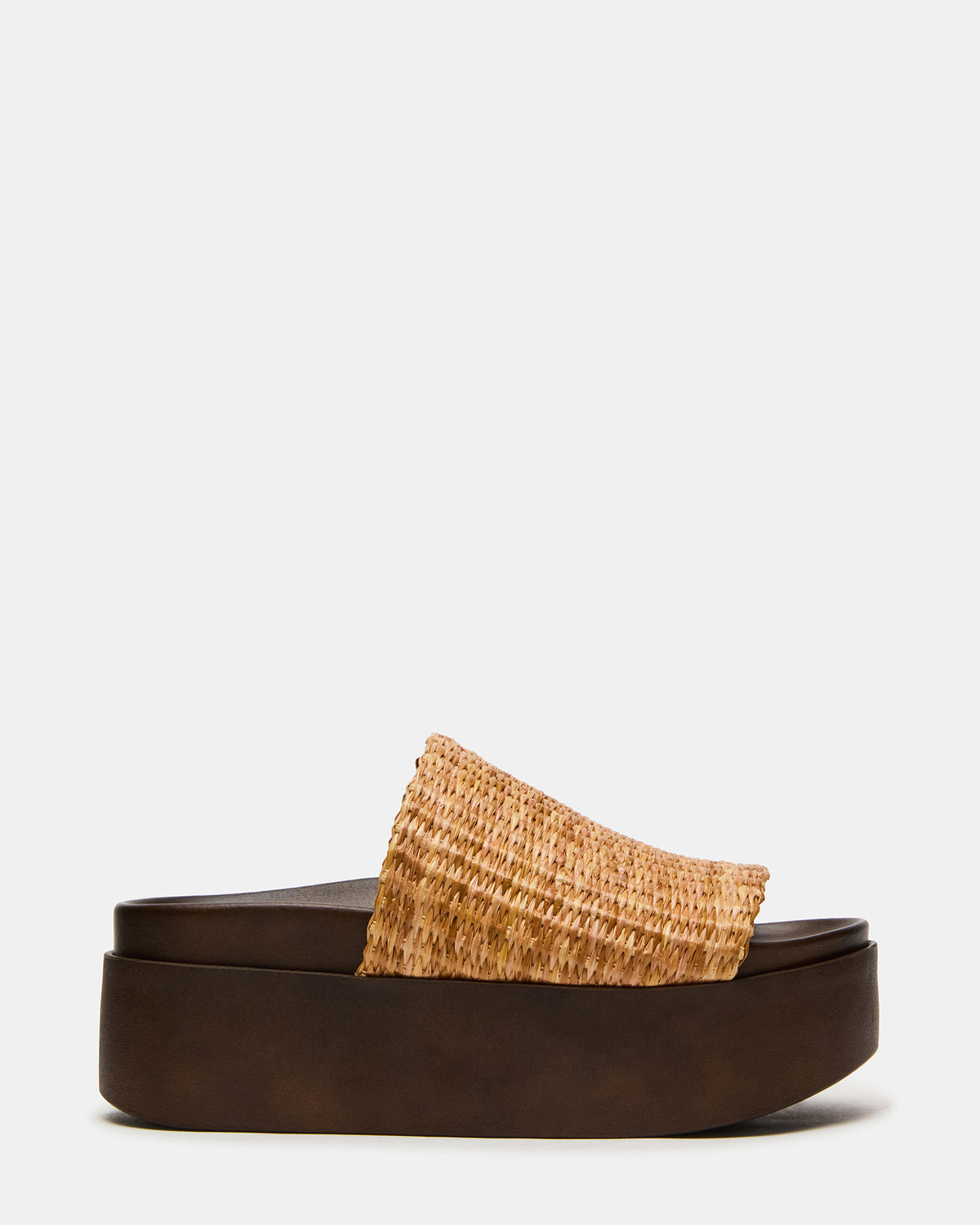 ARWEN Natural Raffia Platform Footbed Slide Chunky Women's Sandal | Steve Madden discount