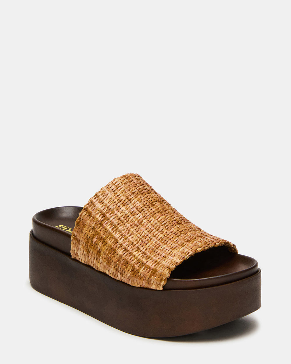 ARWEN Natural Raffia Platform Footbed Slide Chunky Women's Sandal | Steve Madden discount