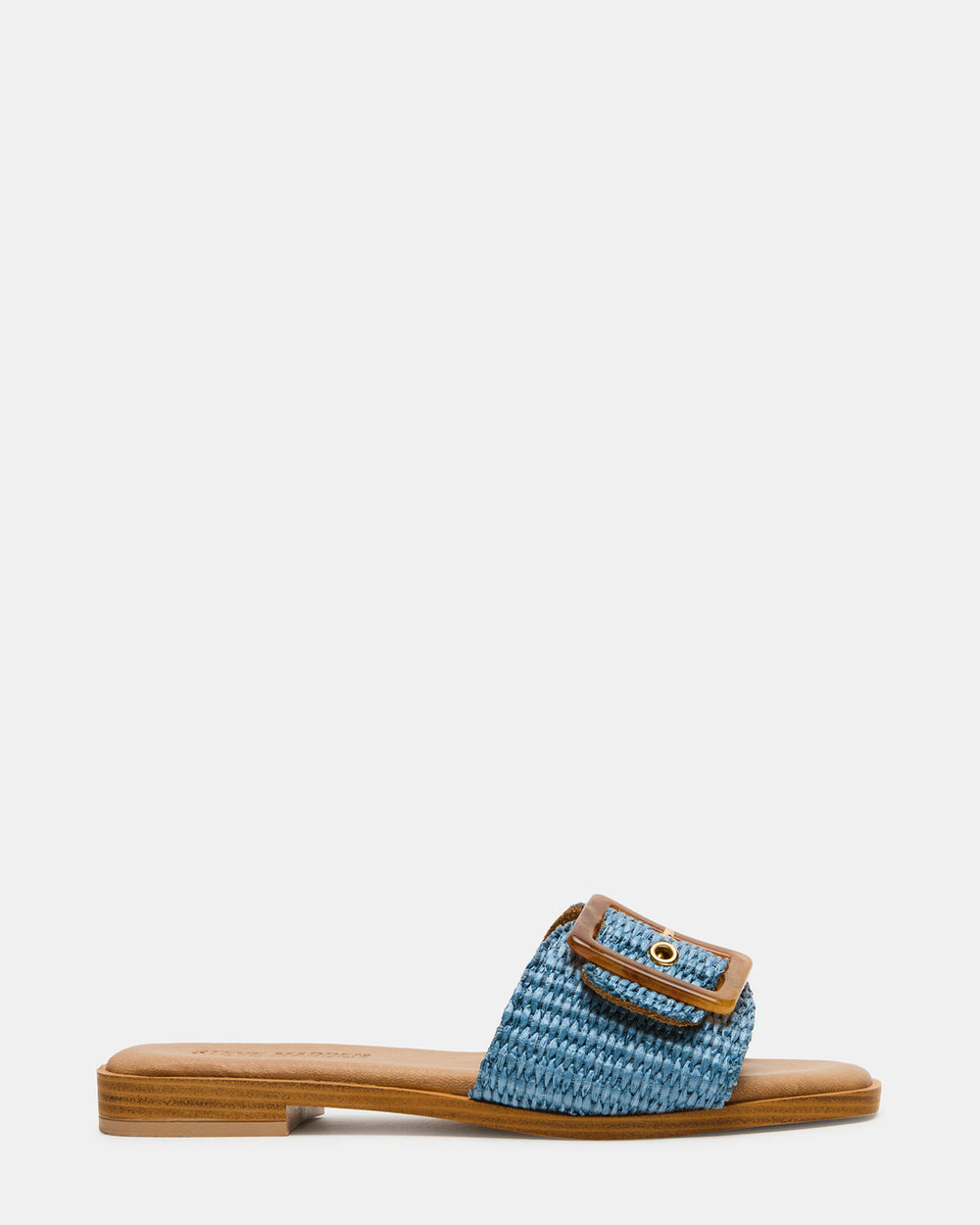 HAPP Blue Square-Toe Raffia Slide Women's Sandal | Steve Madden online