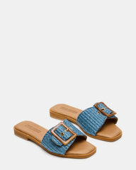 HAPP Blue Square-Toe Raffia Slide Women's Sandal | Steve Madden online