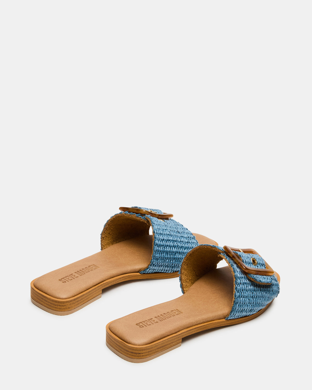 HAPP Blue Square-Toe Raffia Slide Women's Sandal | Steve Madden online