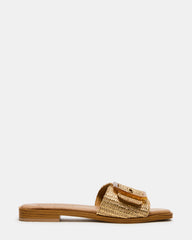 HAPP Gold Square-Toe Raffia Slide Women's Sandal | Steve Madden US
