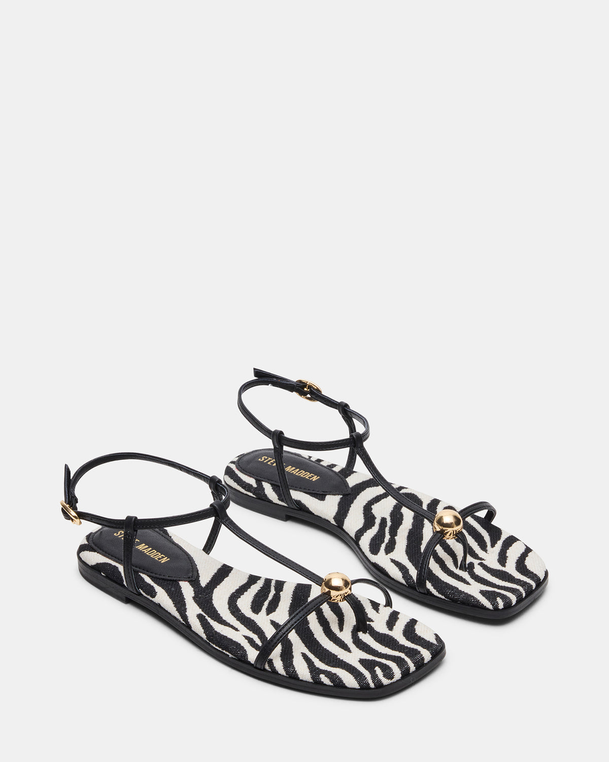 RITZY Zebra Square-Toe Strappy Women's Sandal | Steve Madden outlet