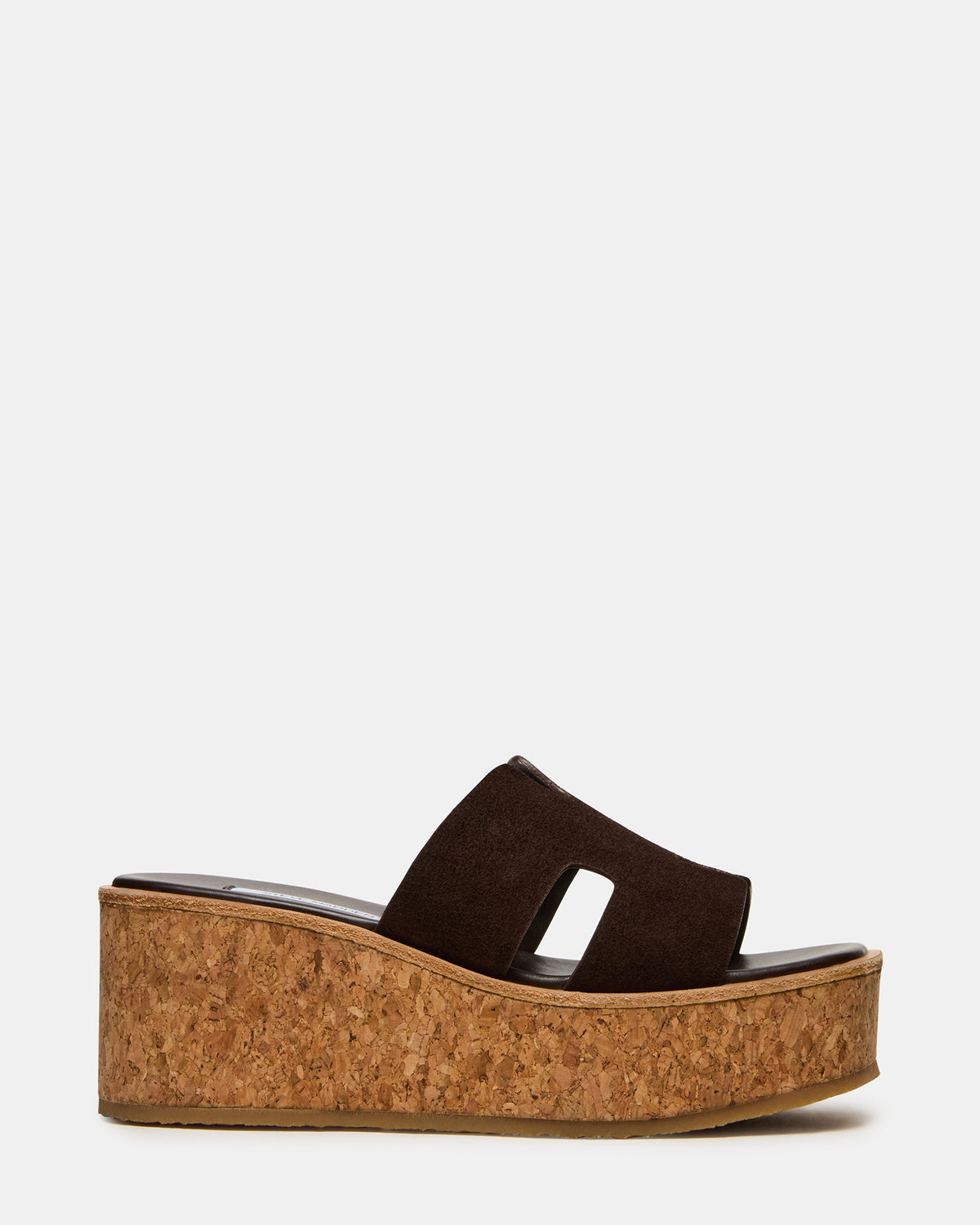 HARMONY Brown Suede Wedge Mule Cork Platform Women's Sandal | Steve Madden Sale