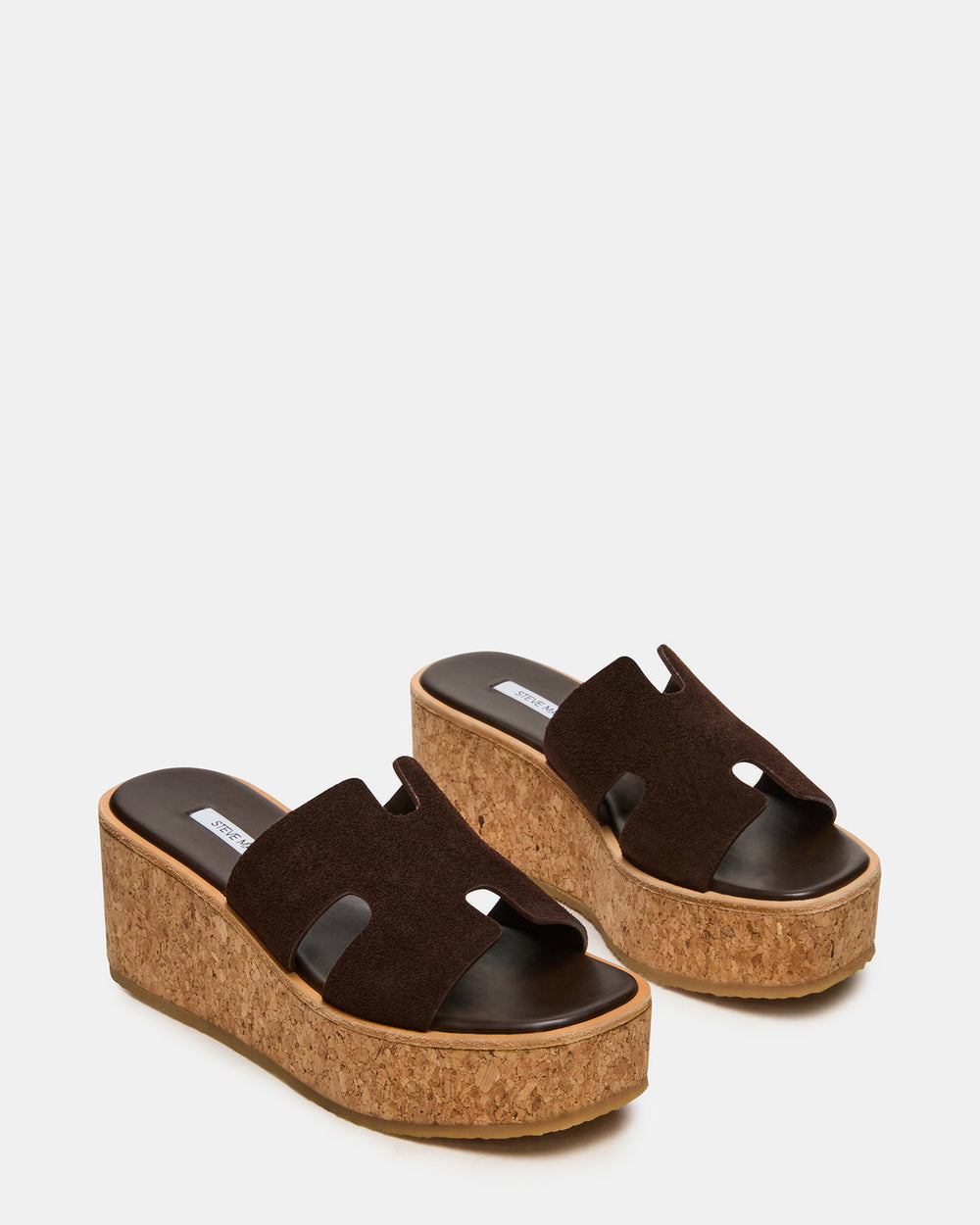 HARMONY Brown Suede Wedge Mule Cork Platform Women's Sandal | Steve Madden Sale