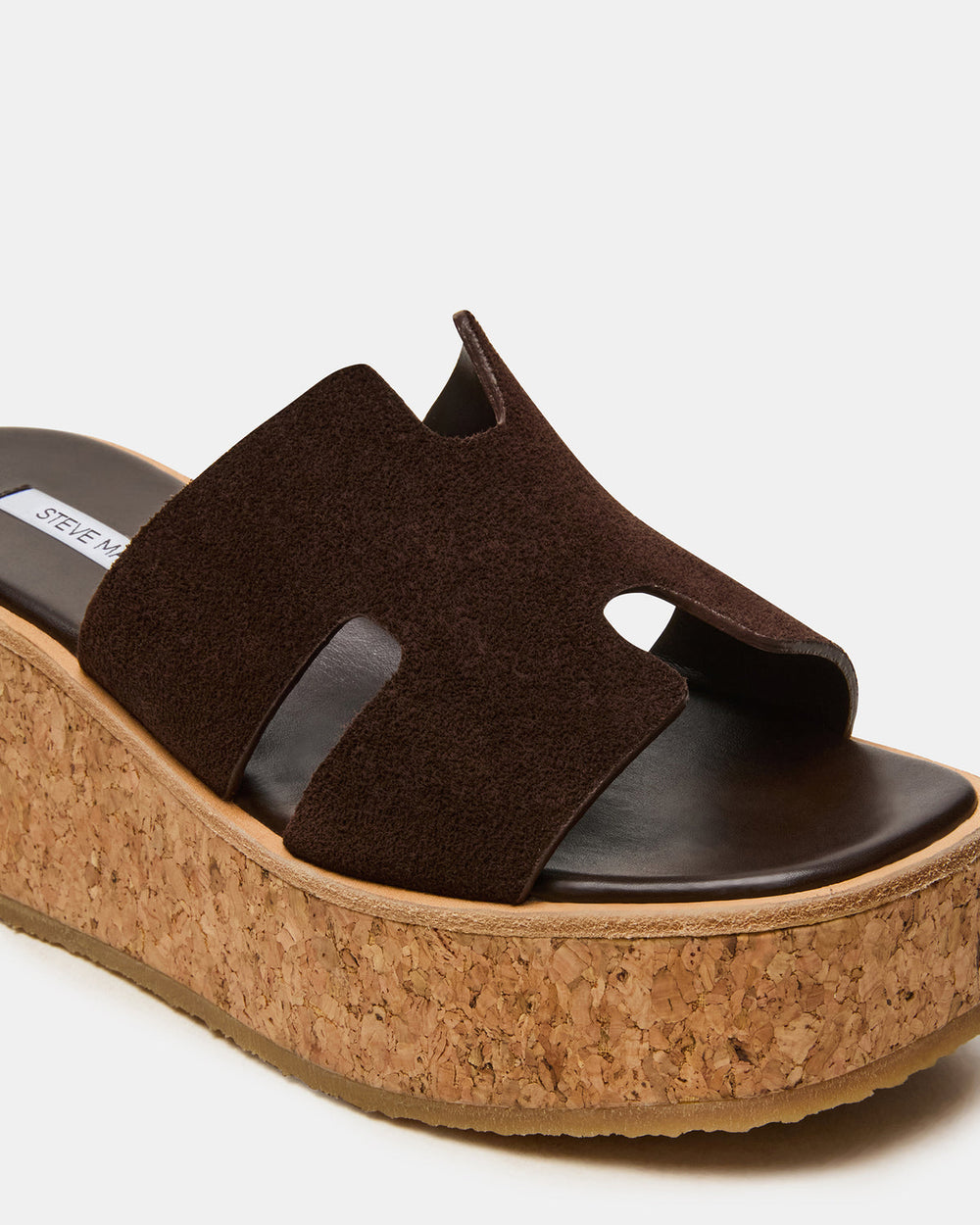 HARMONY Brown Suede Wedge Mule Cork Platform Women's Sandal | Steve Madden Sale