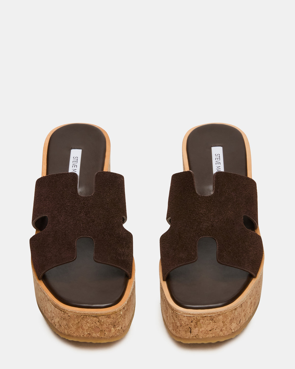 HARMONY Brown Suede Wedge Mule Cork Platform Women's Sandal | Steve Madden Sale