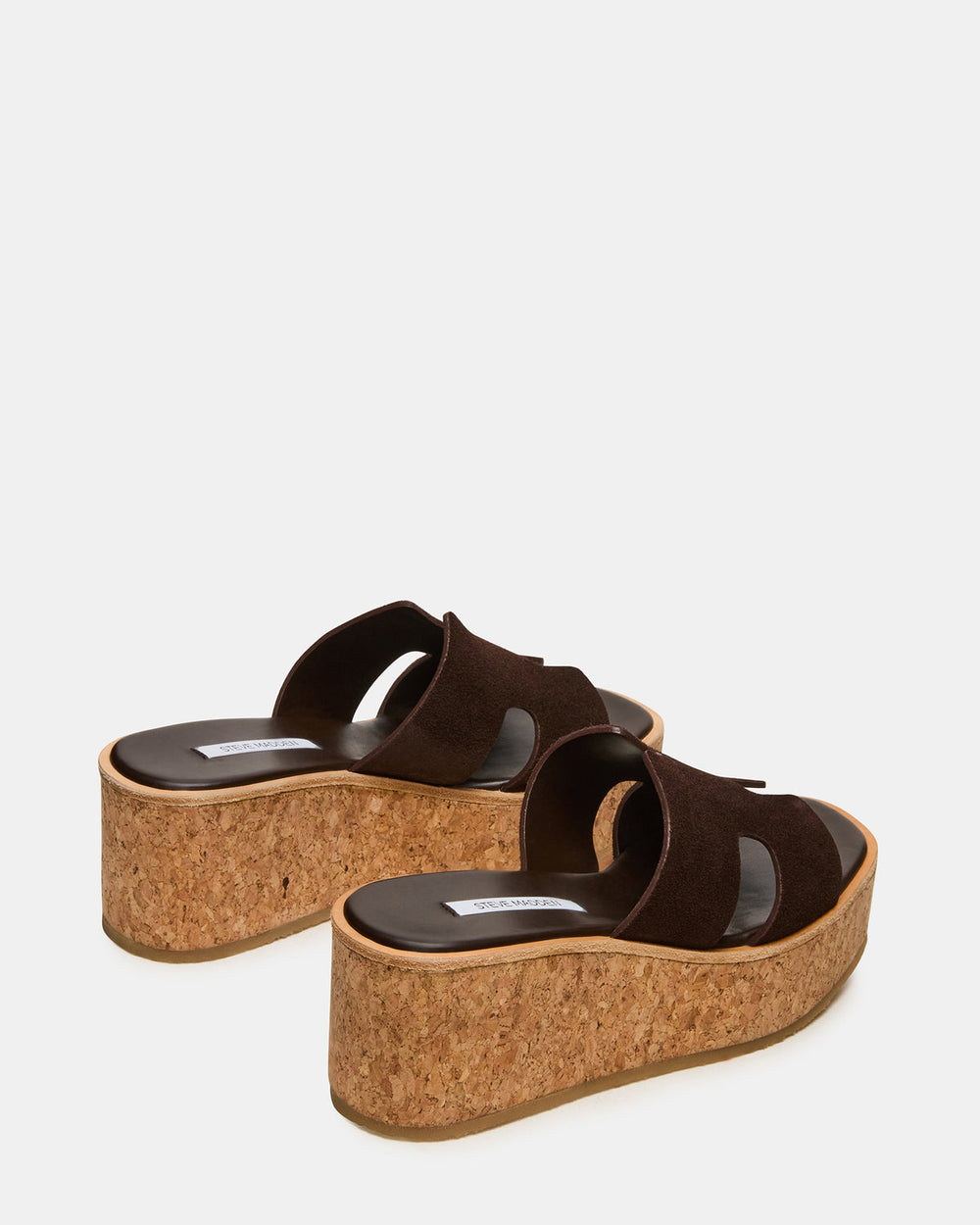 HARMONY Brown Suede Wedge Mule Cork Platform Women's Sandal | Steve Madden Sale