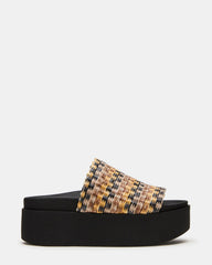 ARWEN Multi Raffia Platform Footbed Slide Chunky Women's Sandal | Steve Madden for Sale