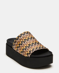 ARWEN Multi Raffia Platform Footbed Slide Chunky Women's Sandal | Steve Madden for Sale