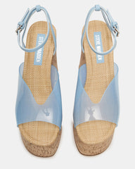 SINAI Light Blue Square-Toe Platform Wedge Strappy Women's Sandal | Steve Madden on Sale