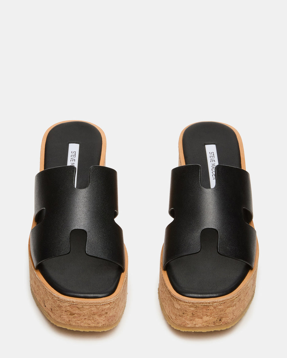 HARMONY Black Leather Wedge Mule Cork Platform Women's Sandal | Steve Madden near me