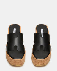 HARMONY Black Leather Wedge Mule Cork Platform Women's Sandal | Steve Madden near me