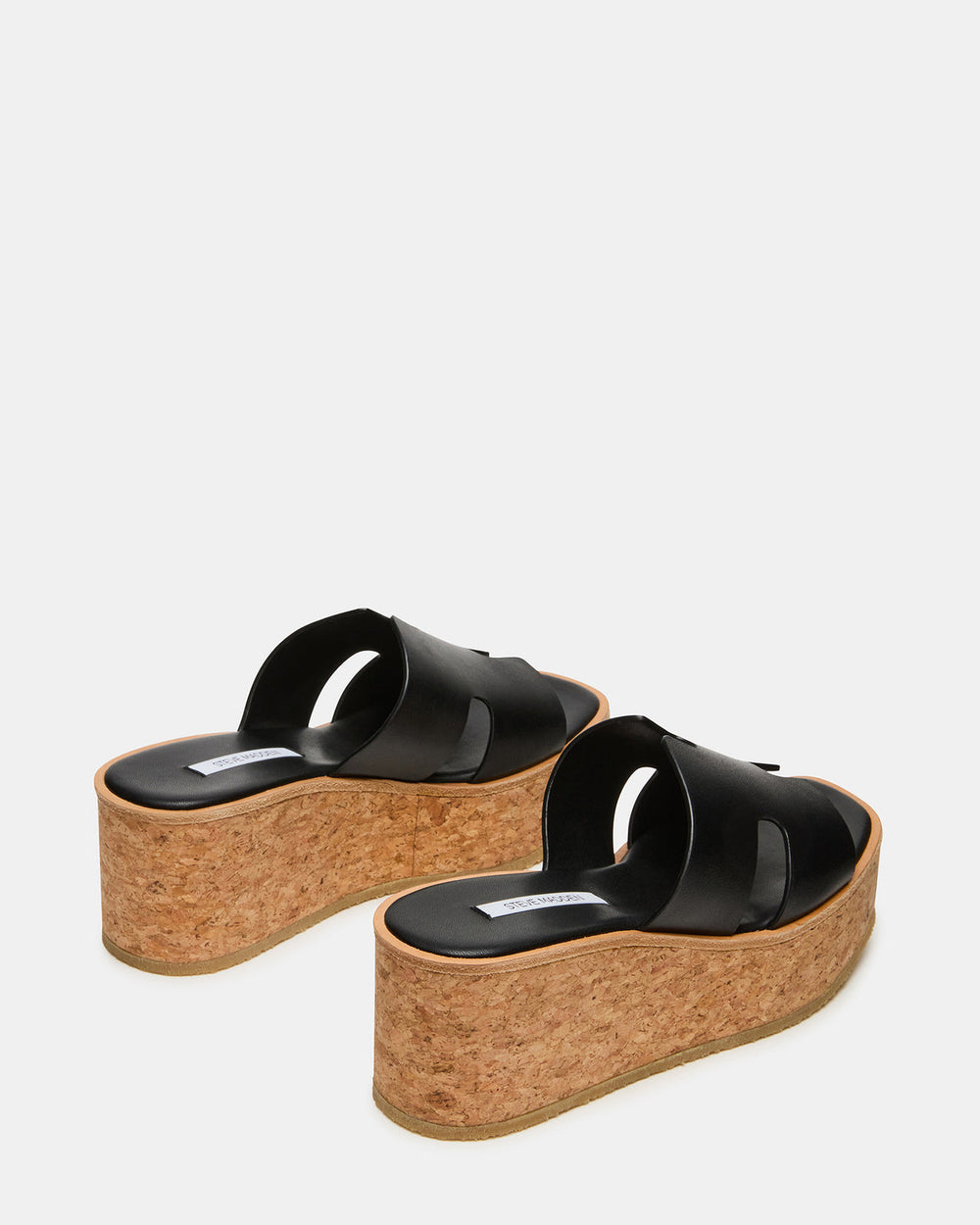 HARMONY Black Leather Wedge Mule Cork Platform Women's Sandal | Steve Madden near me
