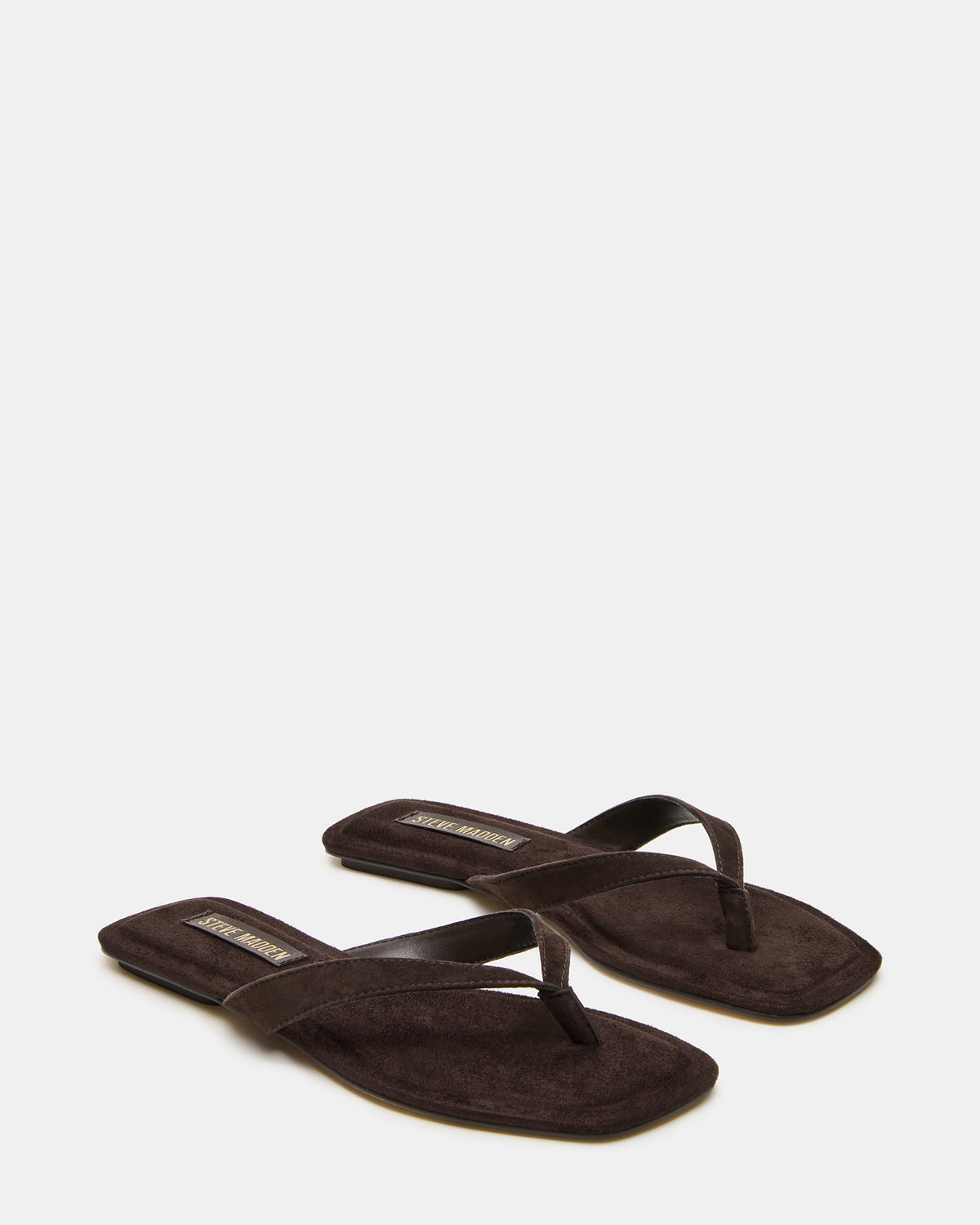 TRELLA Brown Suede Square-Toe Thong Women's Sandal | Steve Madden online