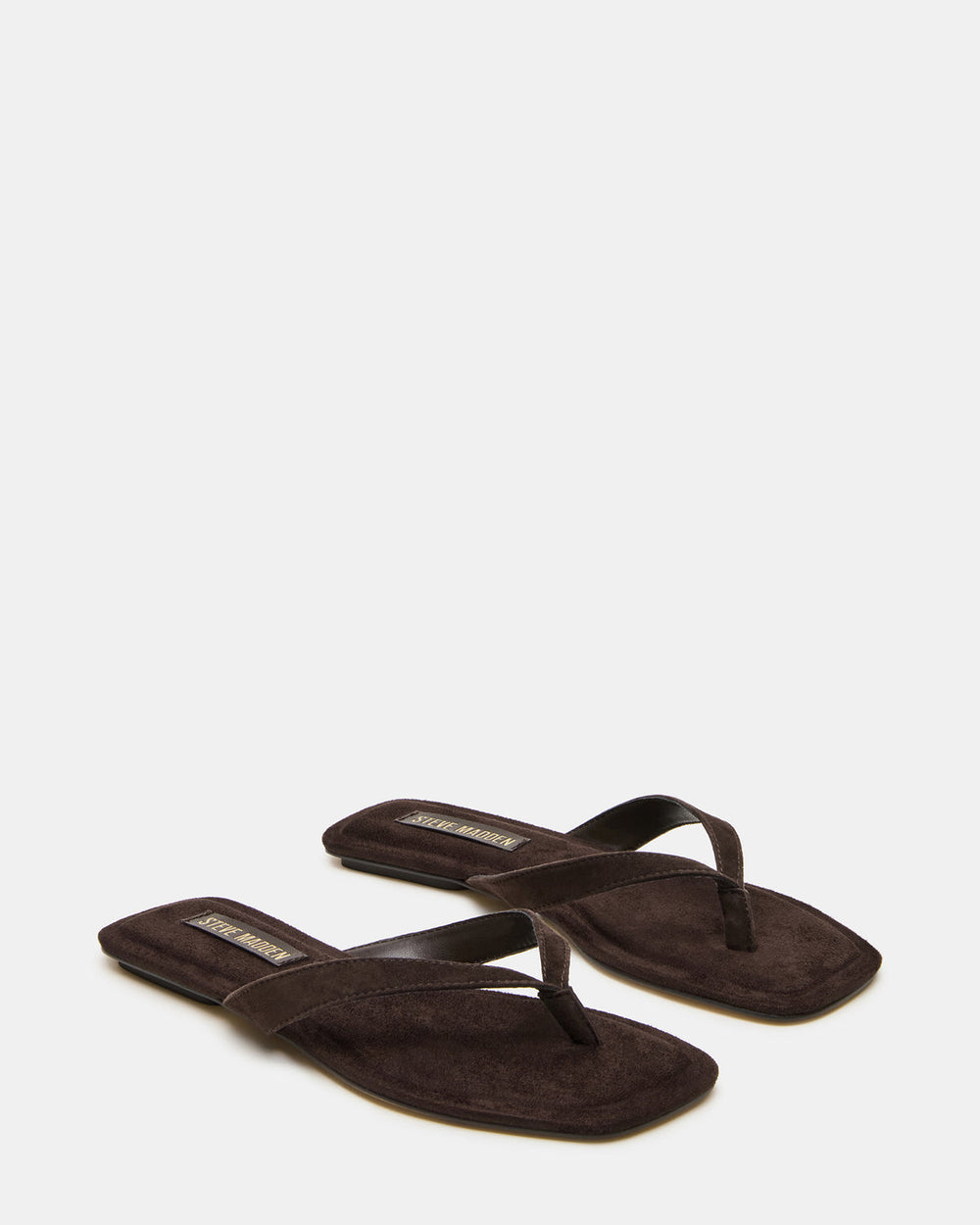 TRELLA Brown Suede Square-Toe Thong Women's Sandal | Steve Madden online
