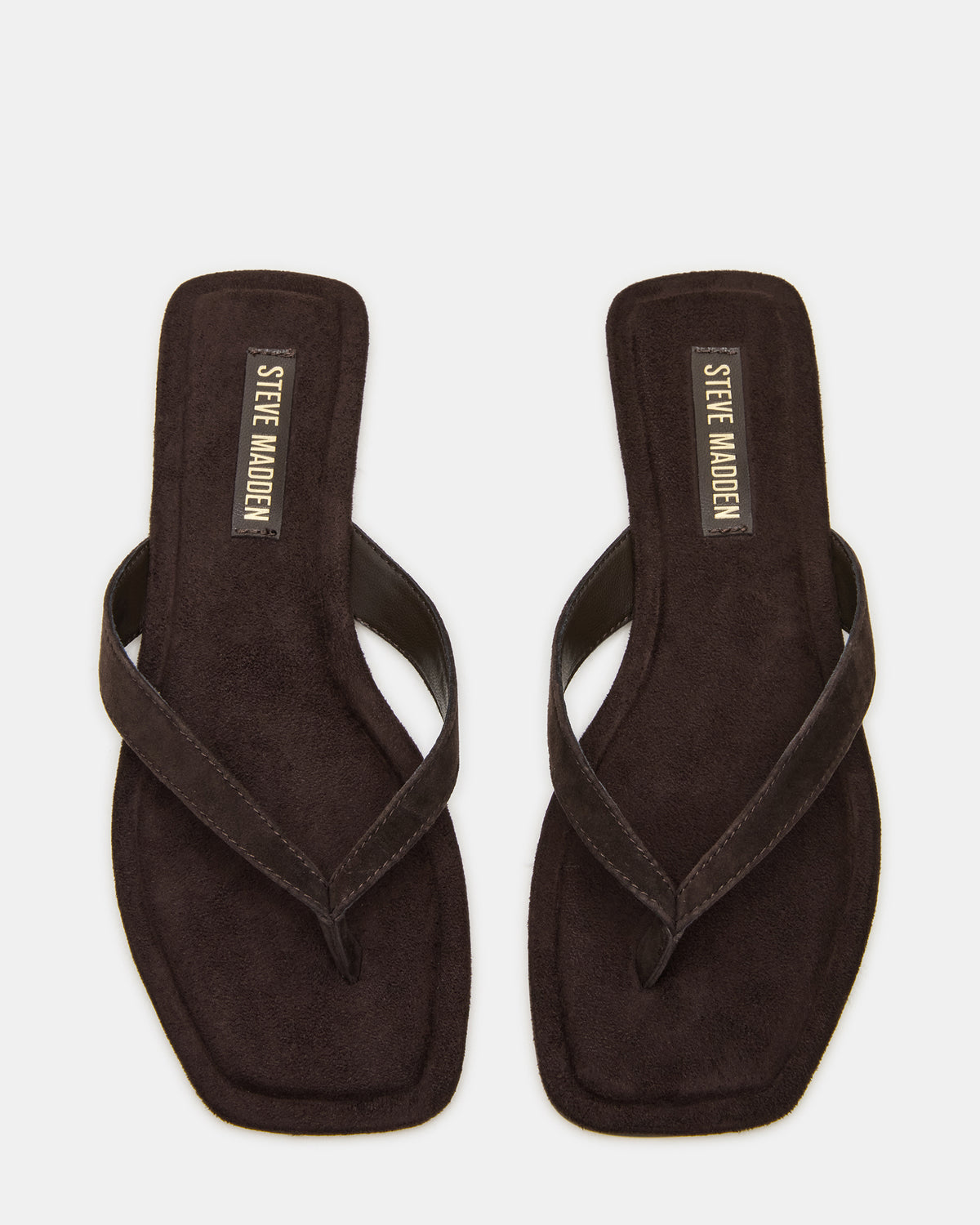 TRELLA Brown Suede Square-Toe Thong Women's Sandal | Steve Madden online