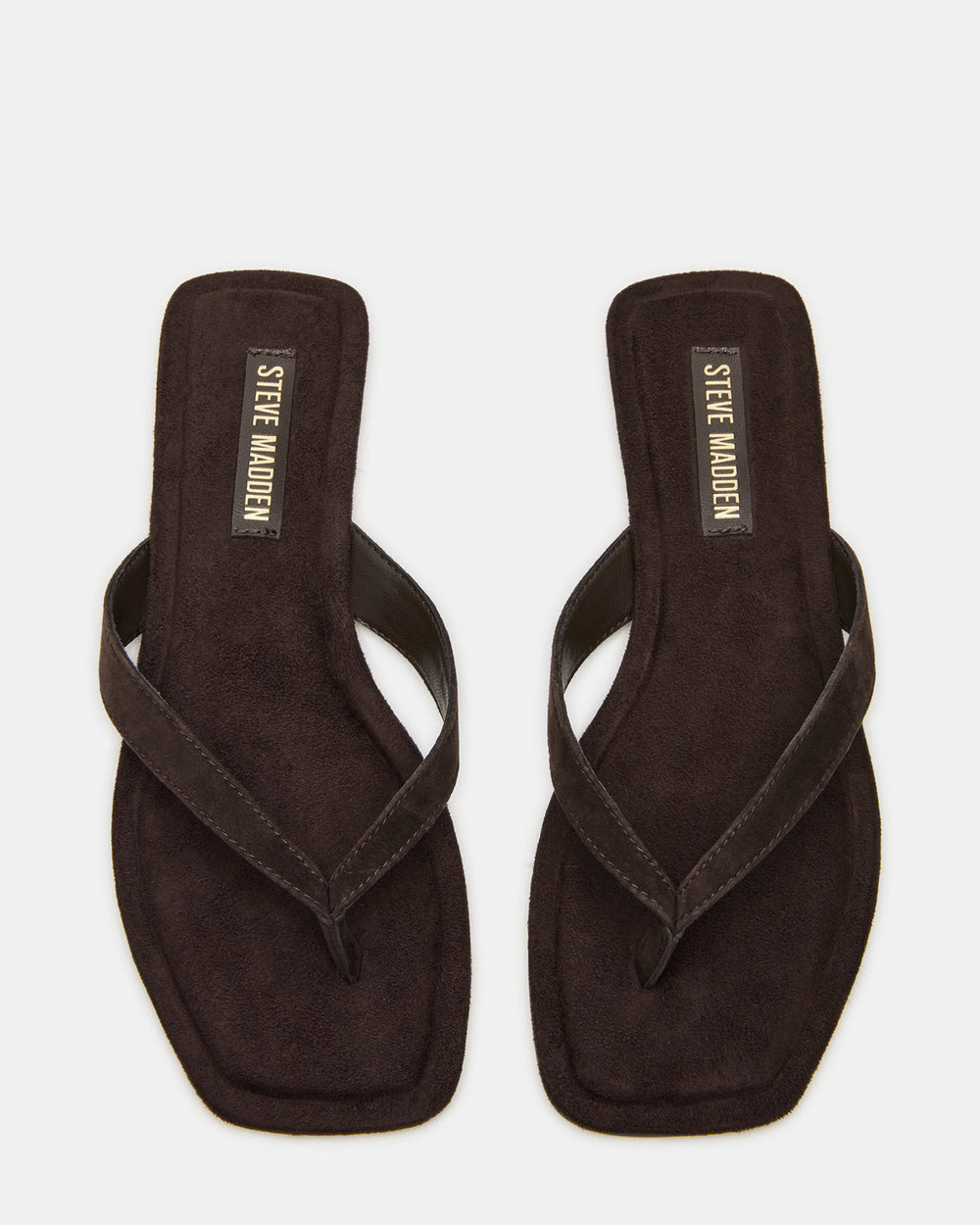 TRELLA Brown Suede Square-Toe Thong Women's Sandal | Steve Madden online