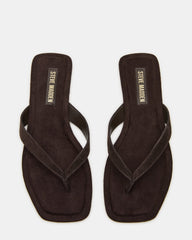 TRELLA Brown Suede Square-Toe Thong Women's Sandal | Steve Madden online